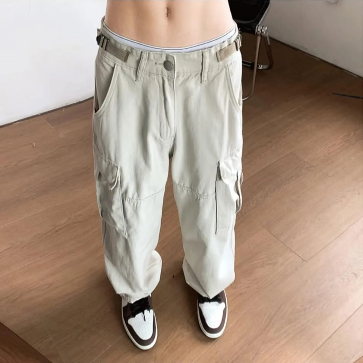 Harajuku Cargo Pants Men's Japanese Retro Multi Pocket Loose Cargo Pants Men's Casual Straight Trousers