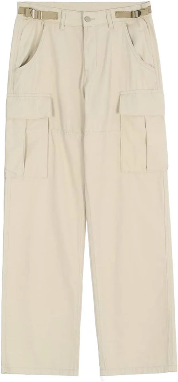 Harajuku Cargo Pants Men's Japanese Retro Multi Pocket Loose Cargo Pants Men's Casual Straight Trousers