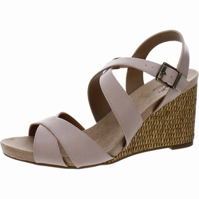 Harbor Womens Faux Leather Strappy Wedge Sandals Fast Transition