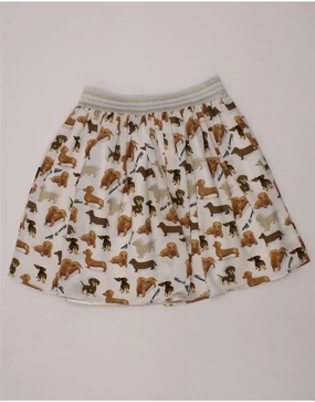HARMONT & BLAINE Girls A-Line Skirt 9-10 Years W22 White Animal Print Dreamy Drape