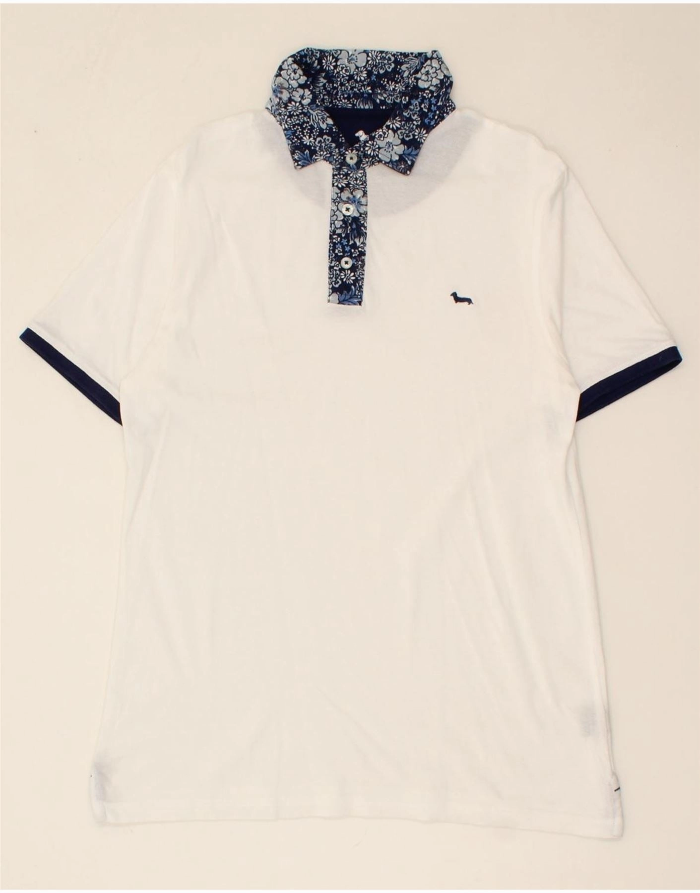 HARMONT & BLAINE Girls Polo Dress 11-12 Years Small White Floral Cotton Flattering Fit Wear CrinkleResistantWeave