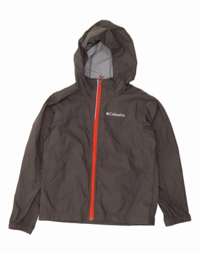 suitable for beauty pageants standard size COLUMBIA Boys Hooded Rain Jacket 6-7 Years XS Grey Nylon