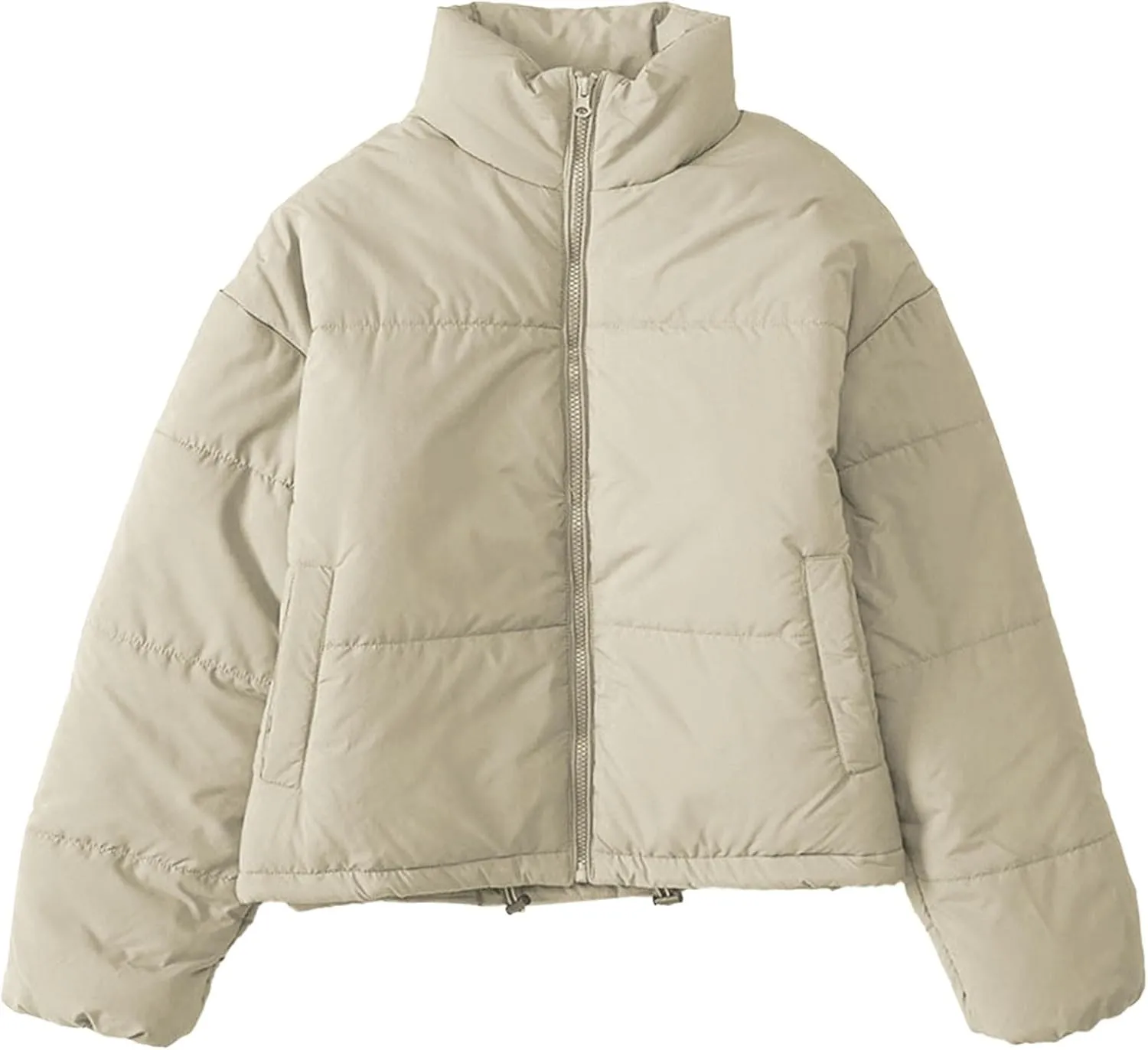 Hasta Cropped Down Coat Womens Trendy Winter Full Zip Stand Collar Puffer Jackets Short Fluffy Thermal Padded Quilted Coats