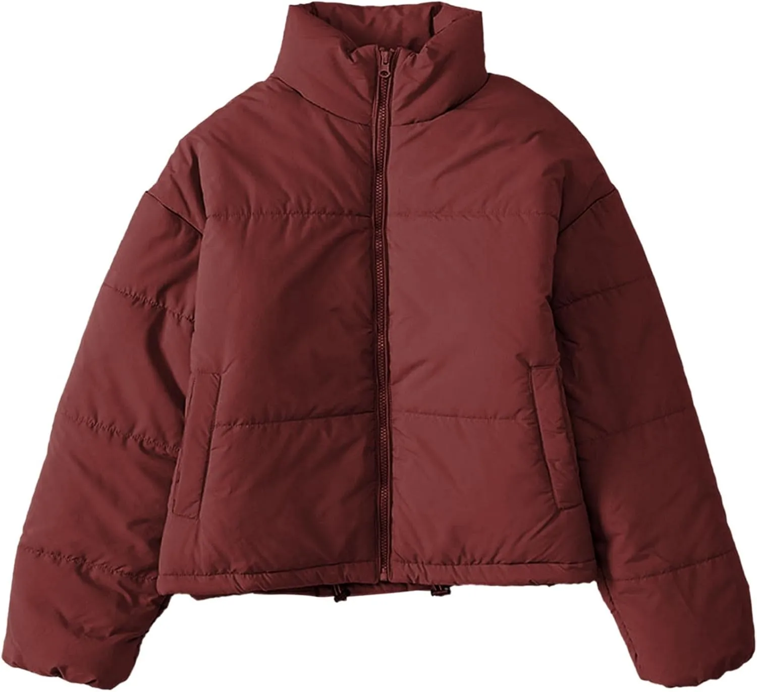 Hasta Cropped Down Coat Womens Trendy Winter Full Zip Stand Collar Puffer Jackets Short Fluffy Thermal Padded Quilted Coats