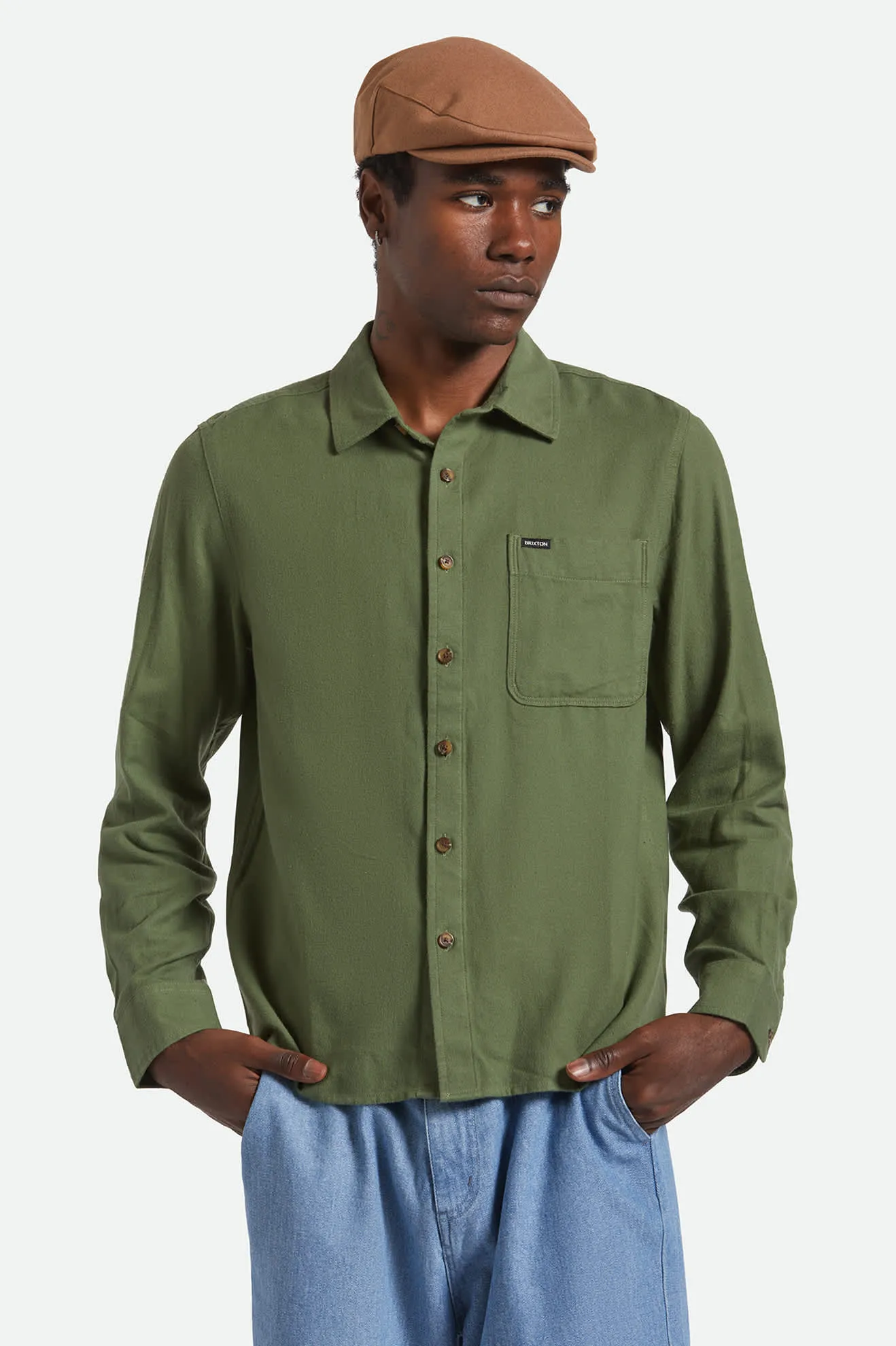 Slim Silhouette Hasting Lightweight Ultra Soft Flannel - Wild Green
