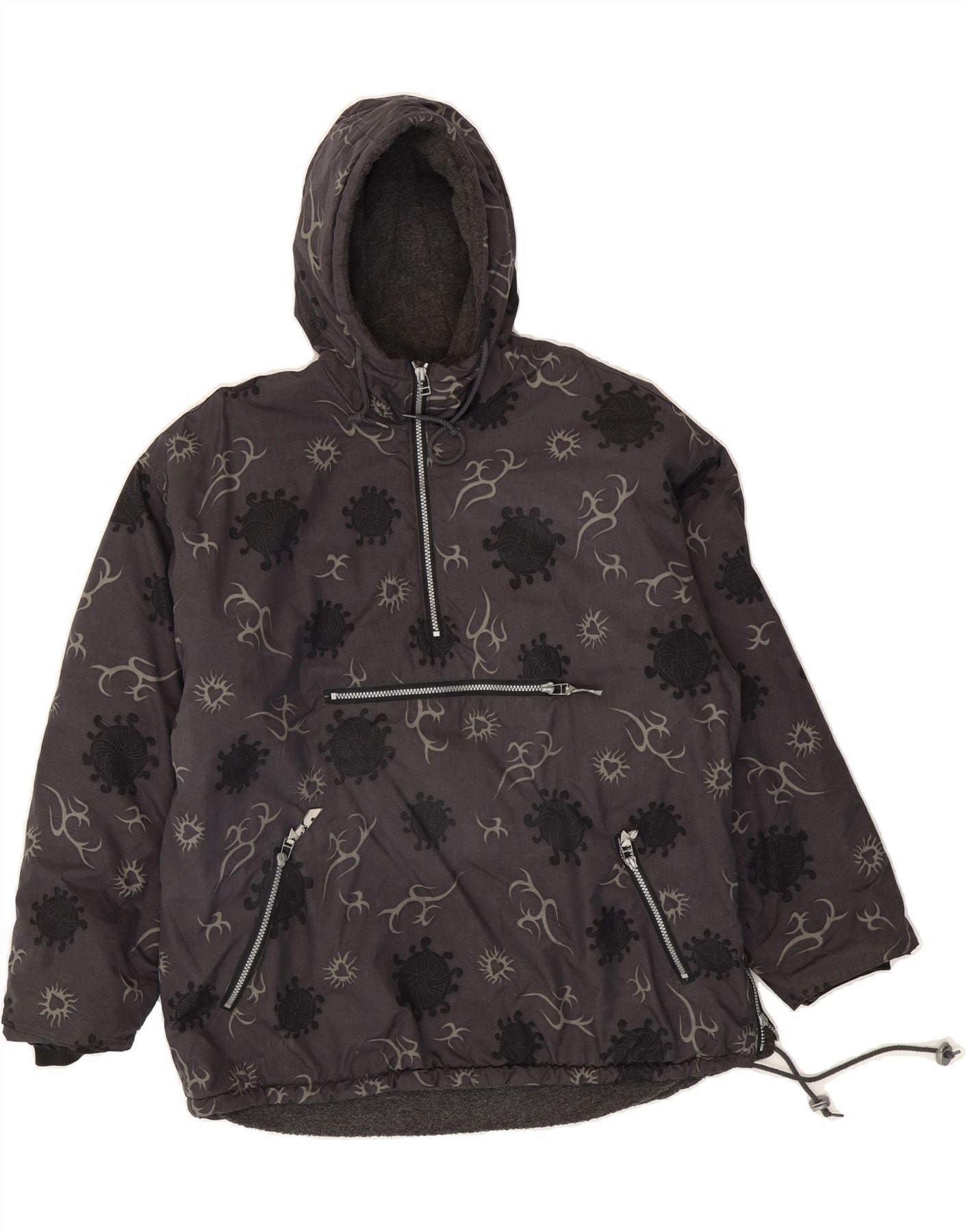 HAUTE ROUTE Boys Oversized Abstract Pattern Anorak Jacket 15-16 Years Grey Travel Ready Windproof Construction