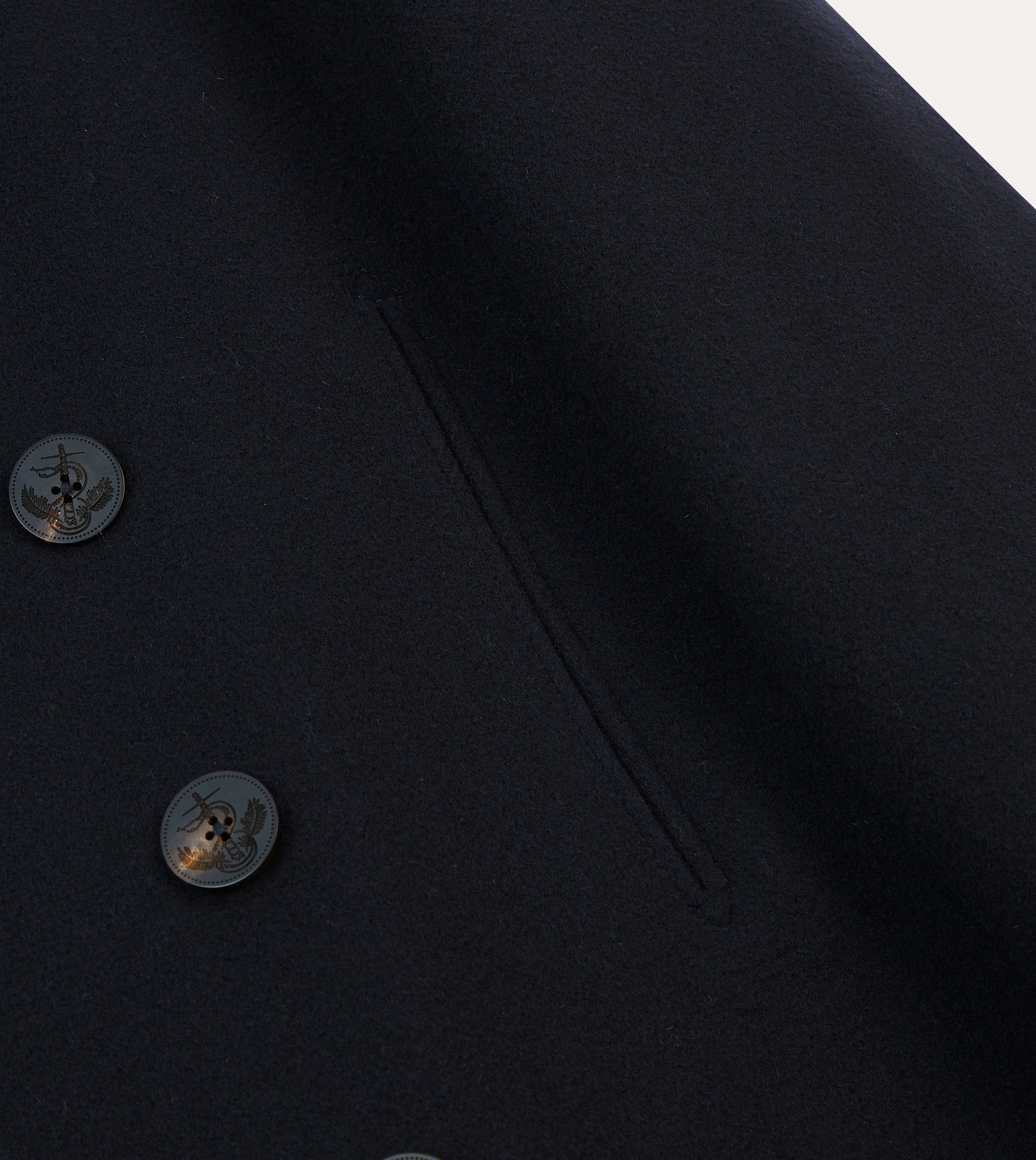 Navy Wool Double-Breasted Peacoat Practical Choice