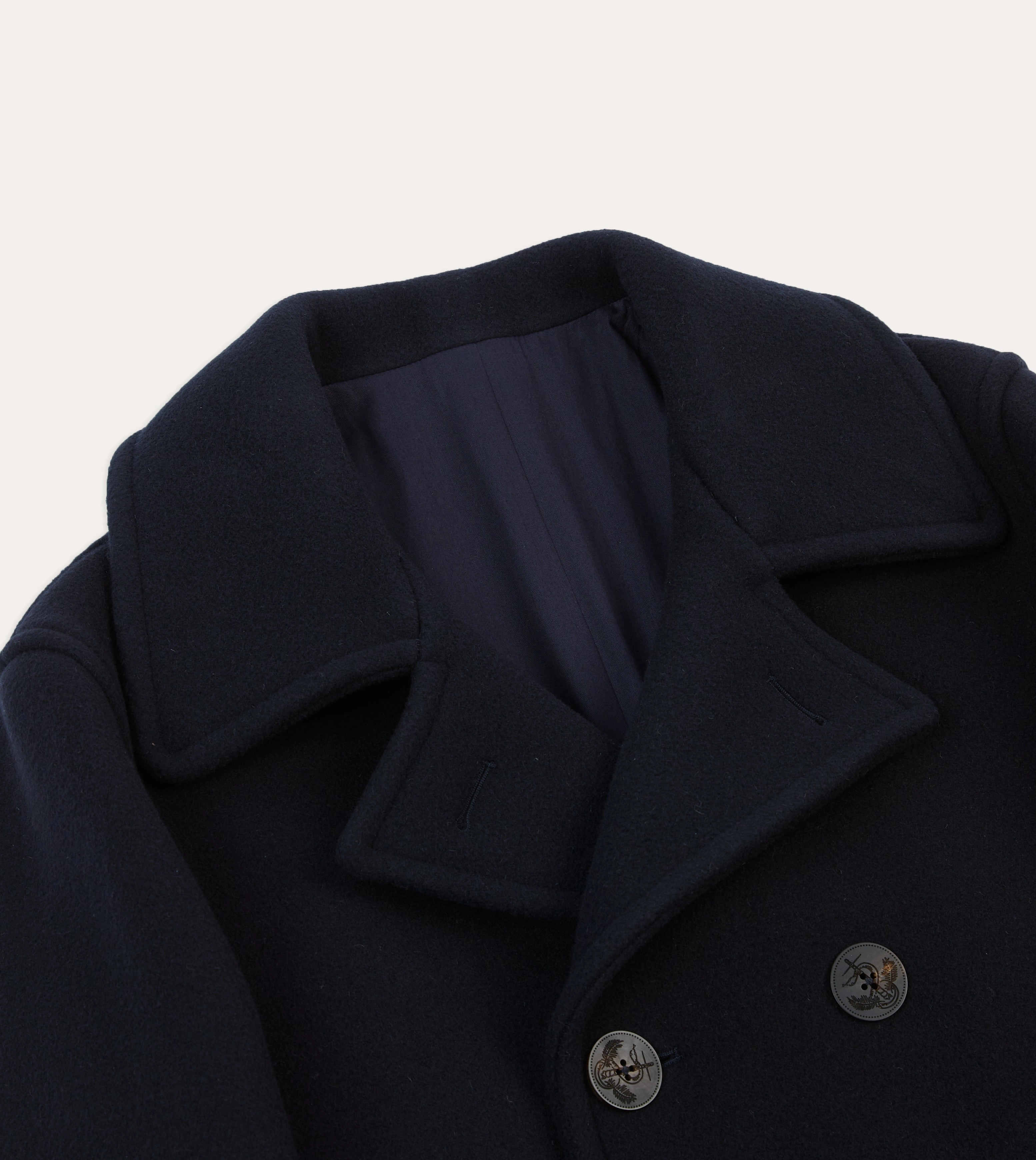 Bond Navy Wool Double-Breasted Peacoat
