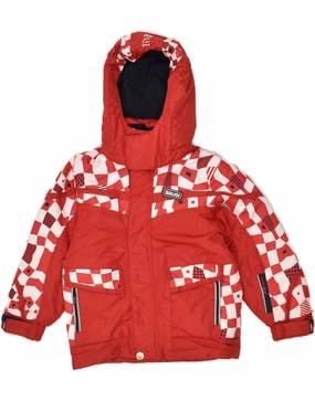 Ergonomic Design Keep BRUGI Boys Abstract Pattern Hooded Windbreaker Jacket 4-5 Years Red