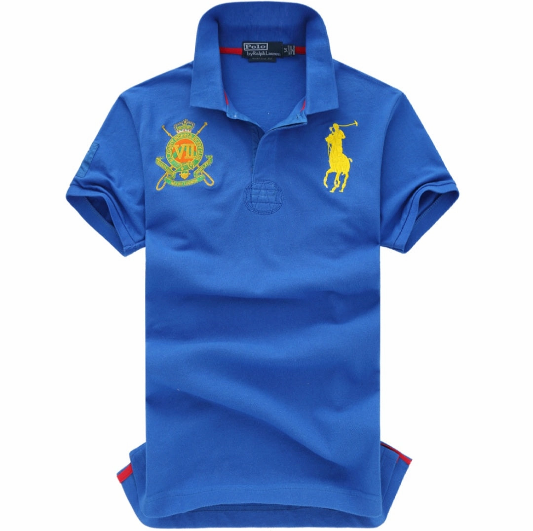 Polo Ralph Lauren Vintage 90s Royal Blue Roman VII Badge Classic Fit