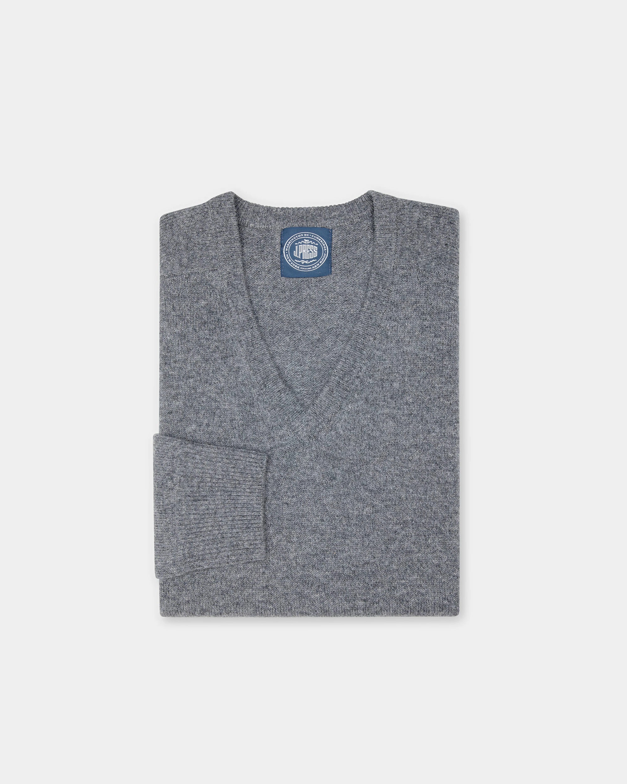 Grey Mix Lambswool V-neck Sweater Snuggly Design Layered Comfort Wear