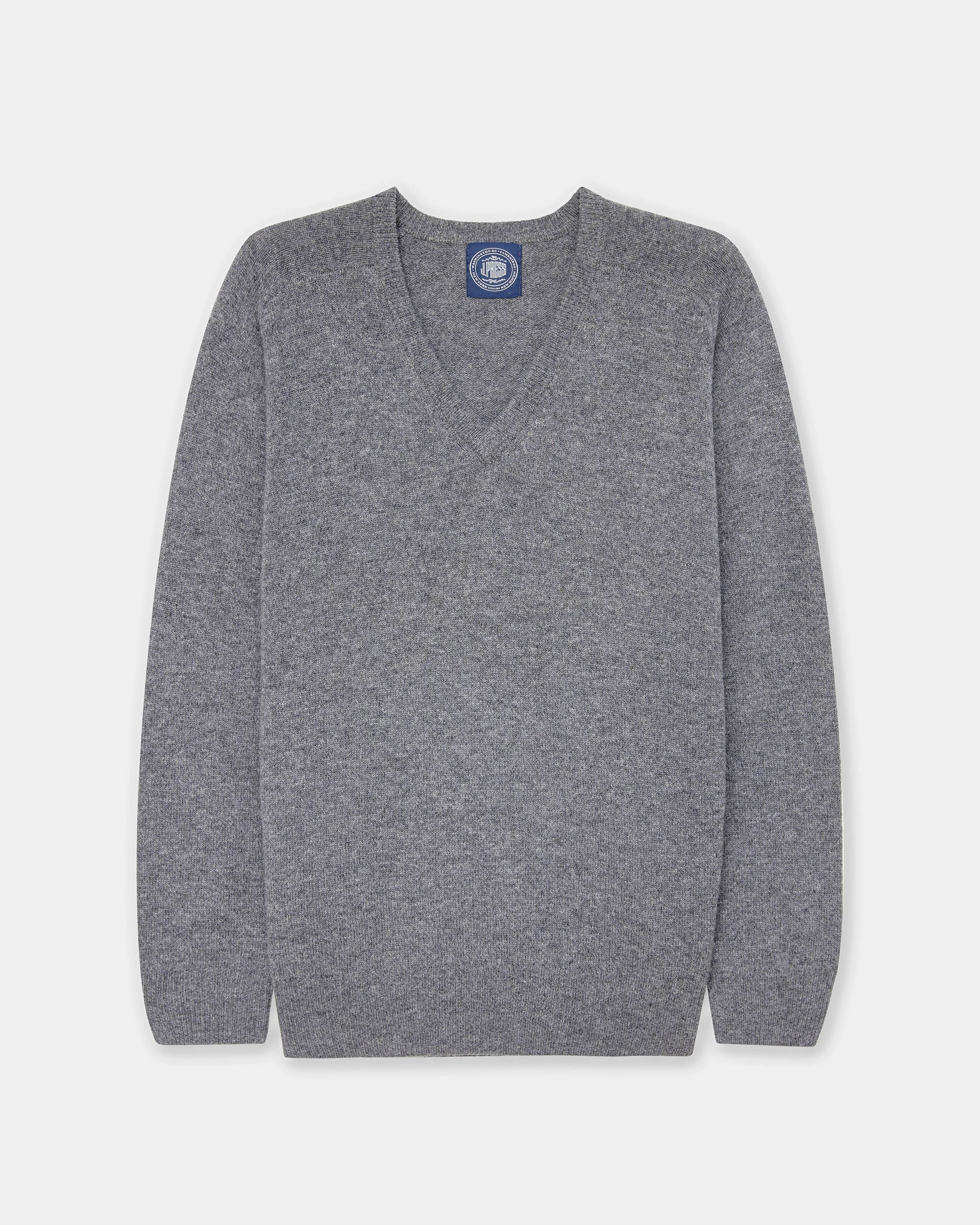Grey Mix Lambswool V-neck Sweater Chic Comfort