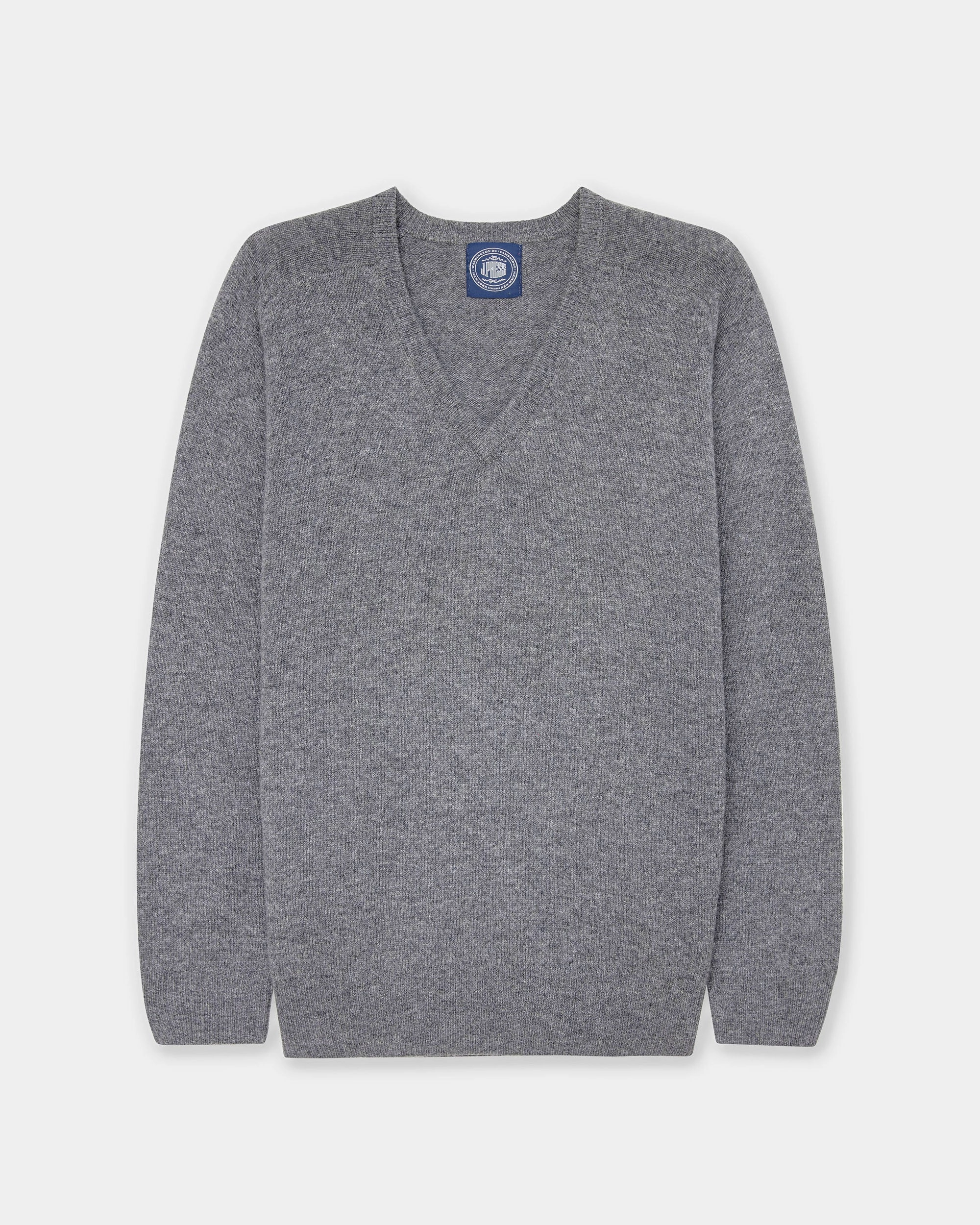 Grey Mix Lambswool V-neck Sweater Soft Layer