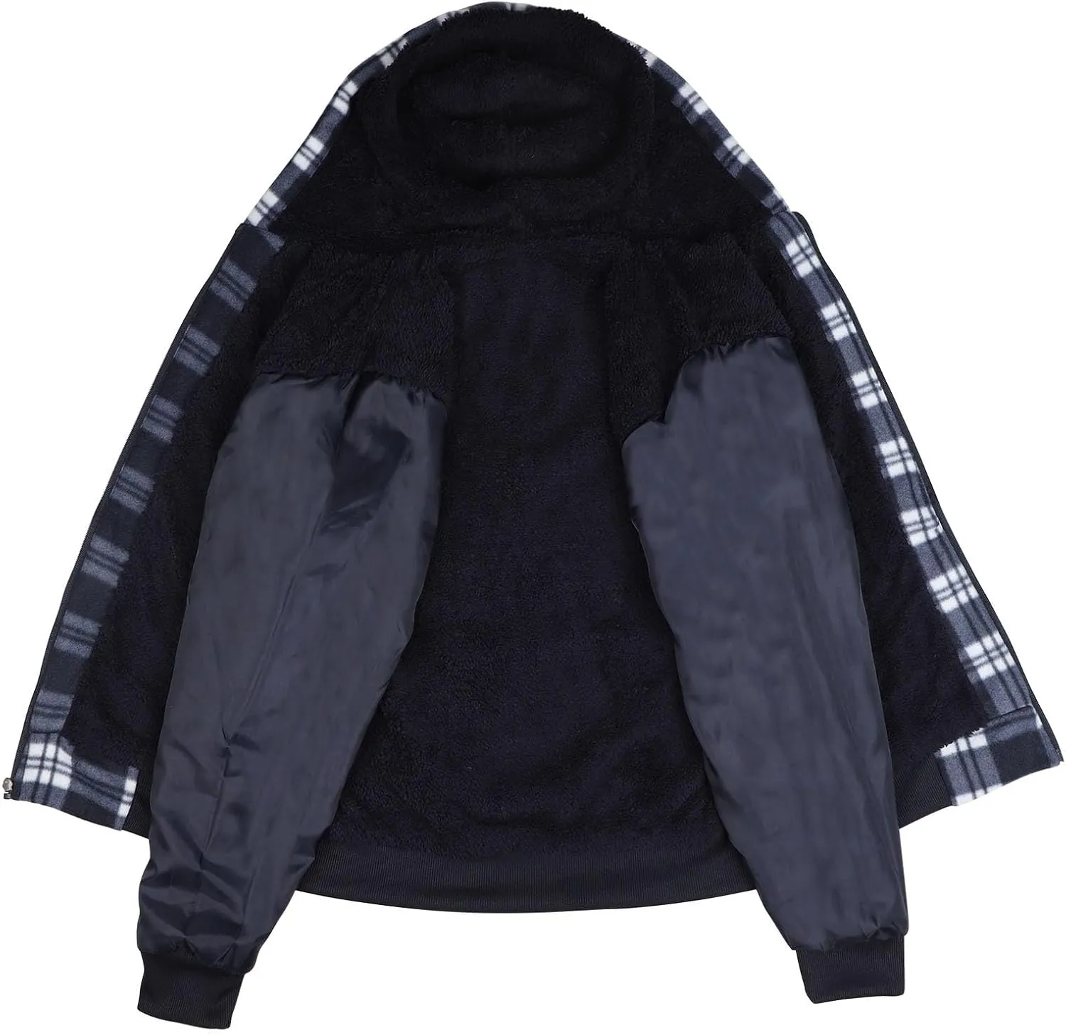 Heavy Warm Sherpa Lined Flannel Jackets for Men, Winter Coats and Plaid Flannel Hoodies with Fleece Lining