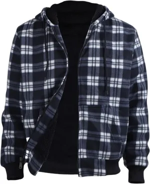 Heavy Warm Sherpa Lined Flannel Jackets for Men, Winter Coats and Plaid Flannel Hoodies with Fleece Lining