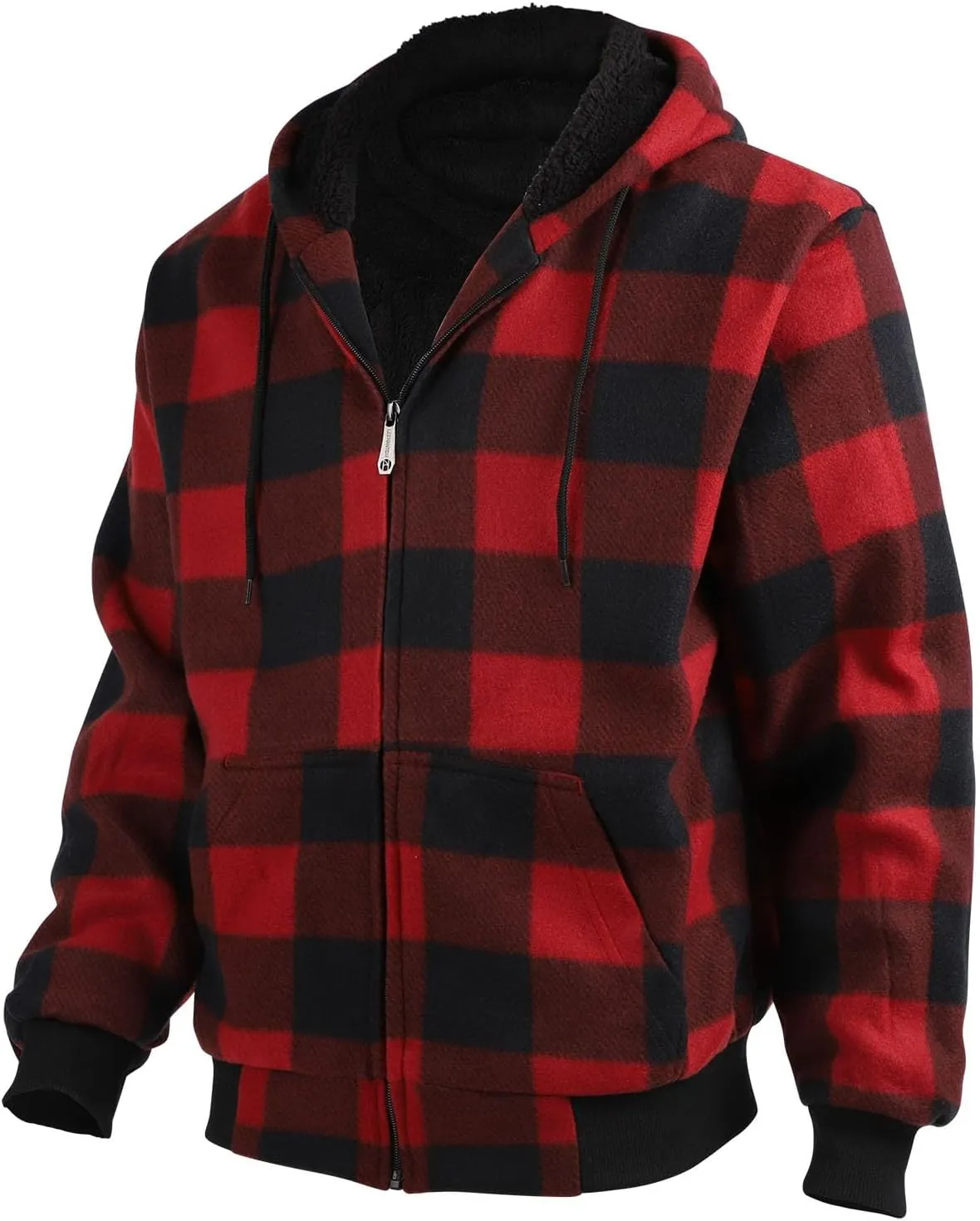 Heavy Warm Sherpa Lined Flannel Jackets for Men, Winter Coats and Plaid Flannel Hoodies with Fleece Lining