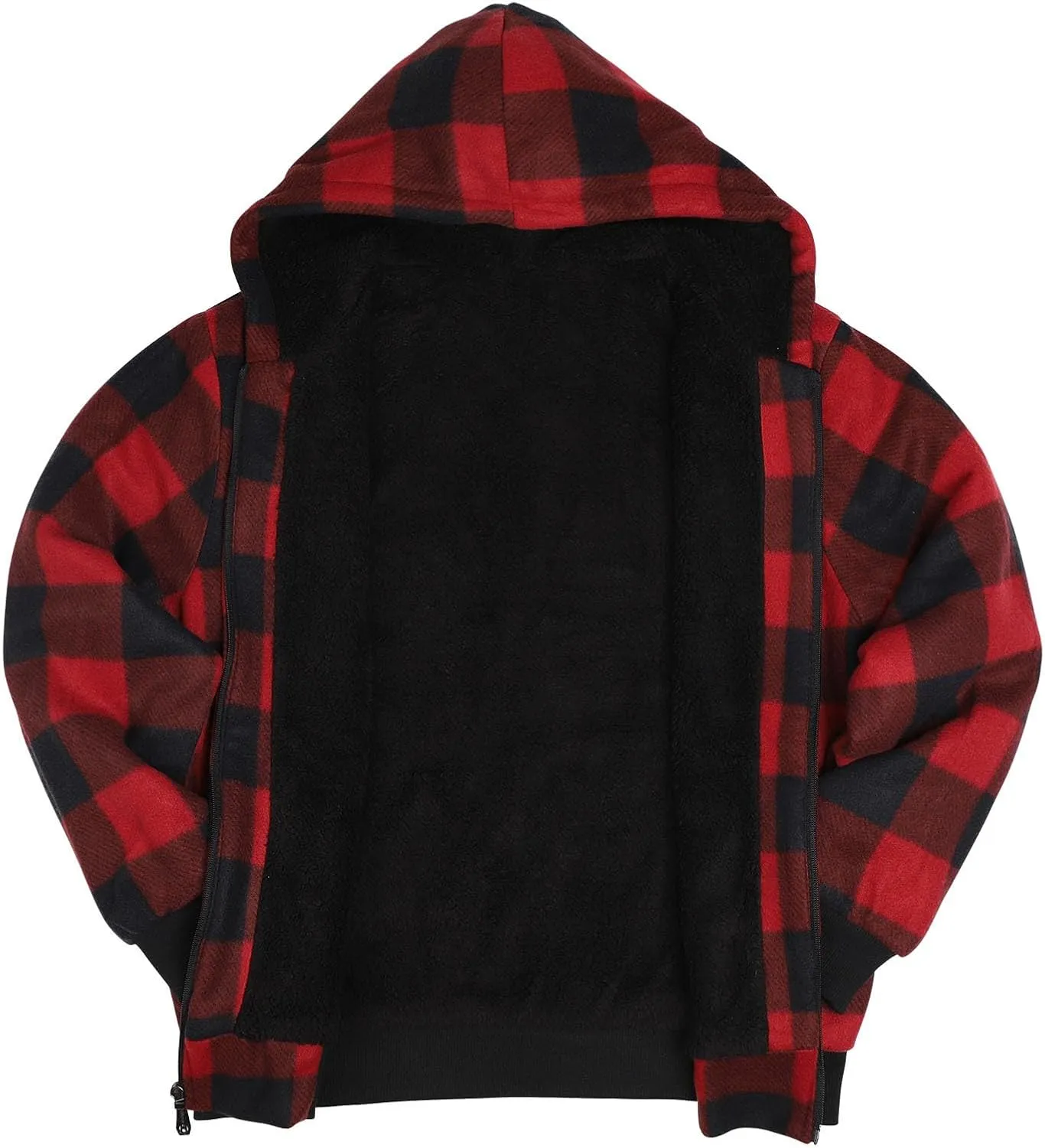 Heavy Warm Sherpa Lined Flannel Jackets for Men, Winter Coats and Plaid Flannel Hoodies with Fleece Lining