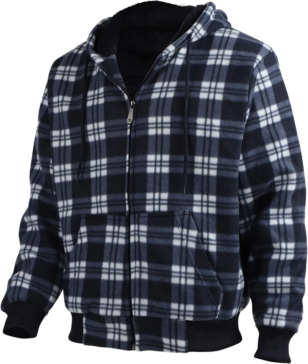 Heavy Warm Sherpa Lined Flannel Jackets for Men, Winter Coats and Plaid Flannel Hoodies with Fleece Lining