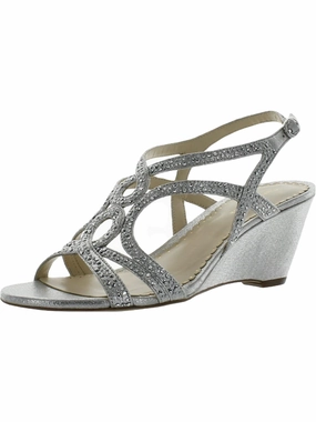 Kelsah Womens Metallic Embellished Wedges Free Pace