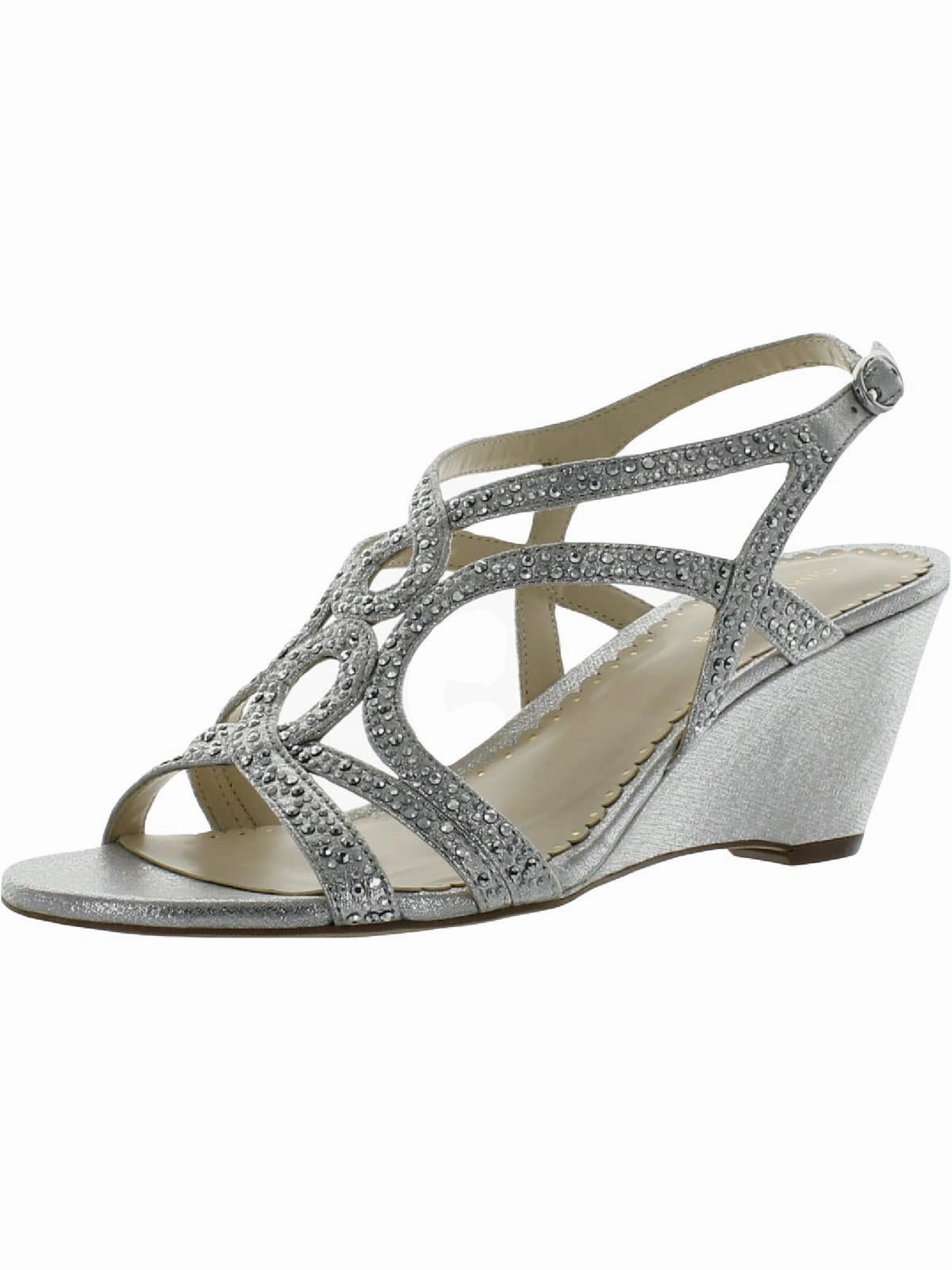Kelsah Womens Metallic Embellished Wedges Free Pace