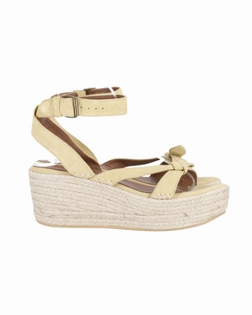 Ba&Sh Ankle Strap Wedge Espadrilles in Beige Suede Stability Fit