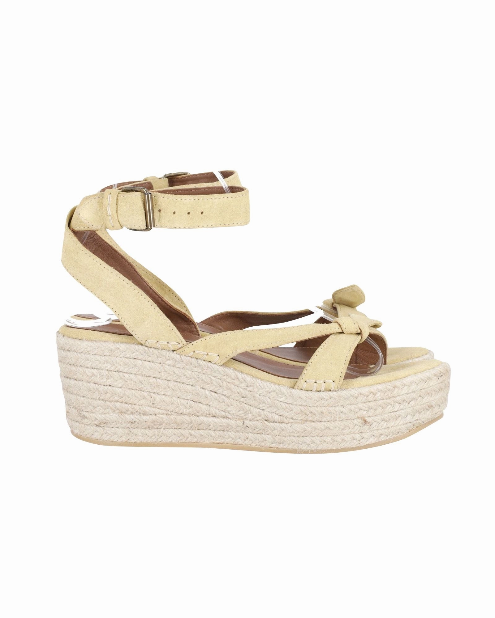 Ba&Sh Ankle Strap Wedge Espadrilles in Beige Suede Stability Fit
