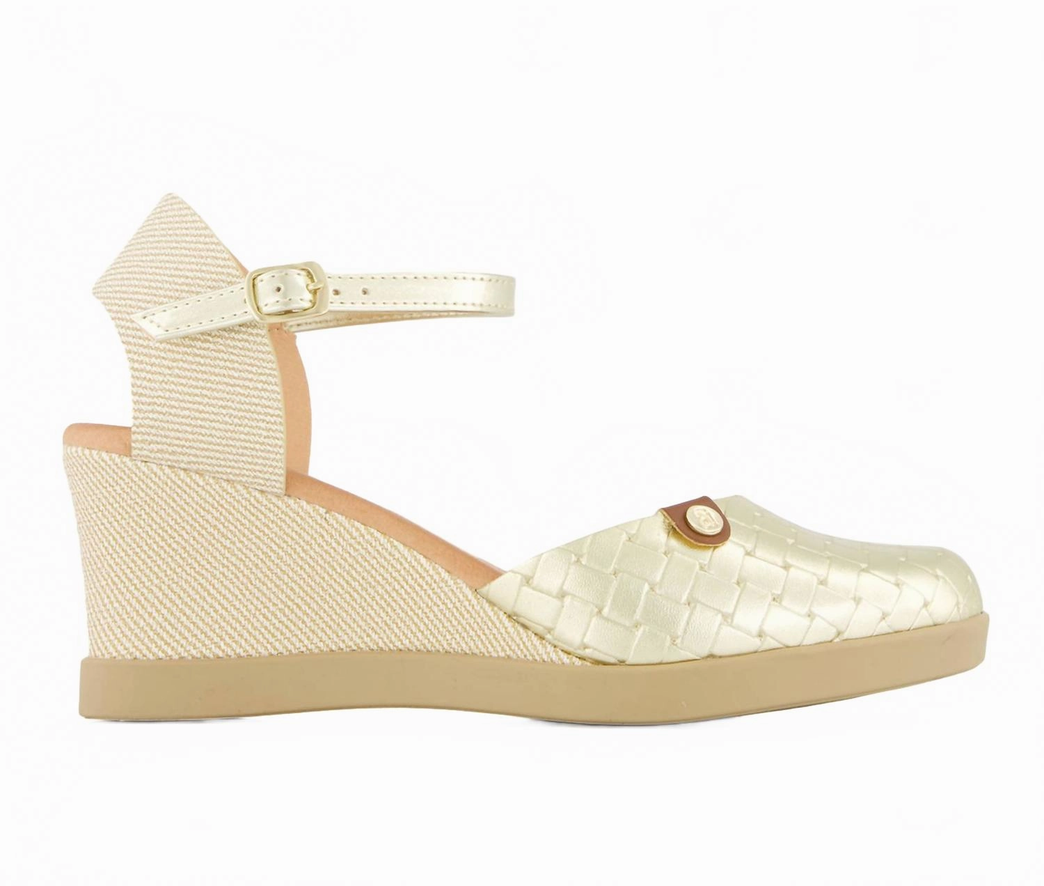 Hike Guard Form Boost Women's Wedge Ankle Strap Summer Shoes In Gold