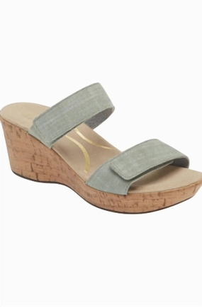 Caveran Sandals In Teal Linen Leather Style Motion