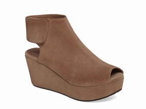 Plaza Step Women Peep Toe Wedge In Taupe Suede