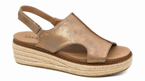 Model Look Fast Walk Women Ready Or Not Espadrille Wedge In Bronze Metallic