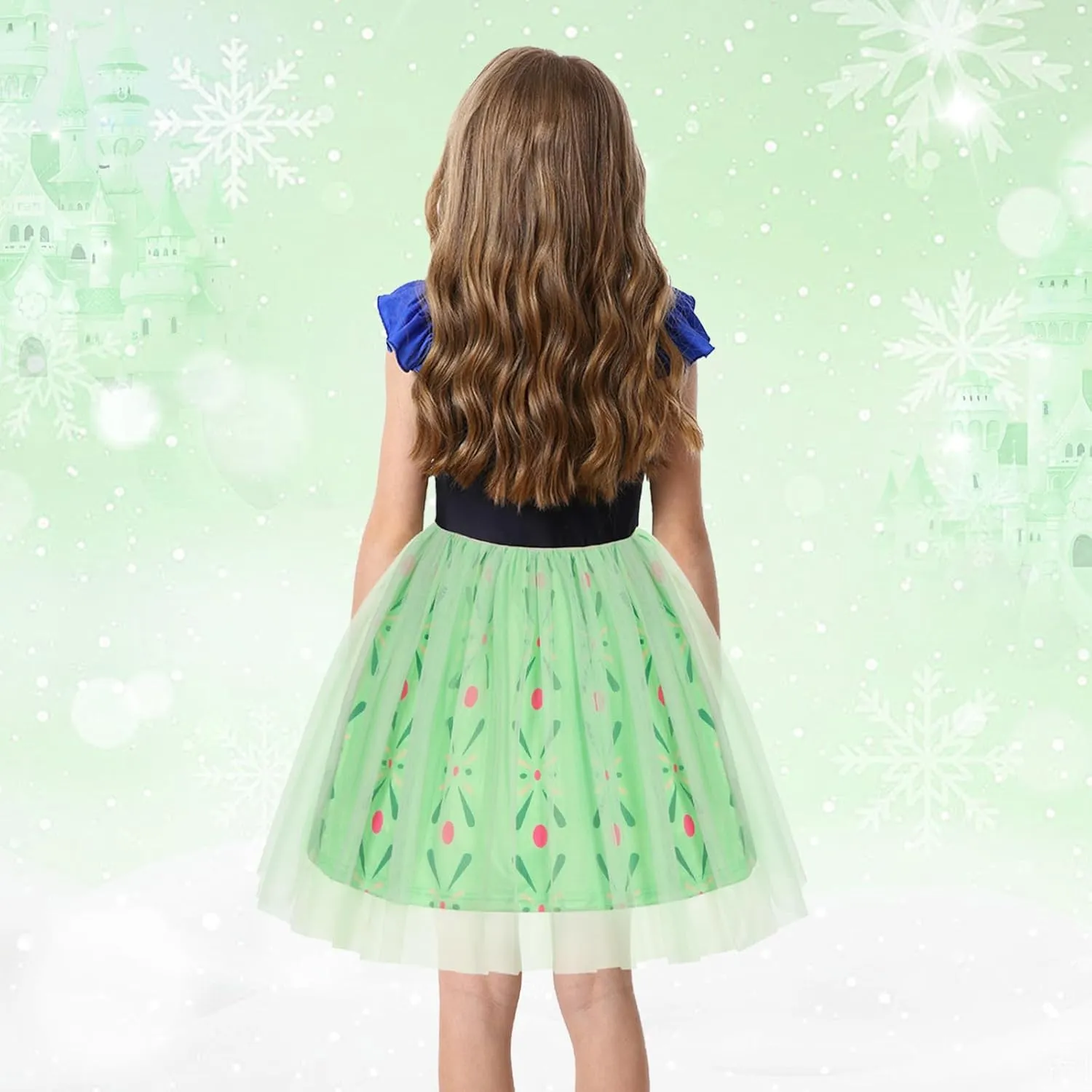 HenzWorld Princess Costume for Girls Halloween Dress up Birthday Gifts Party Flutter Sleeve Tulle Dresses Cosplay Outfits