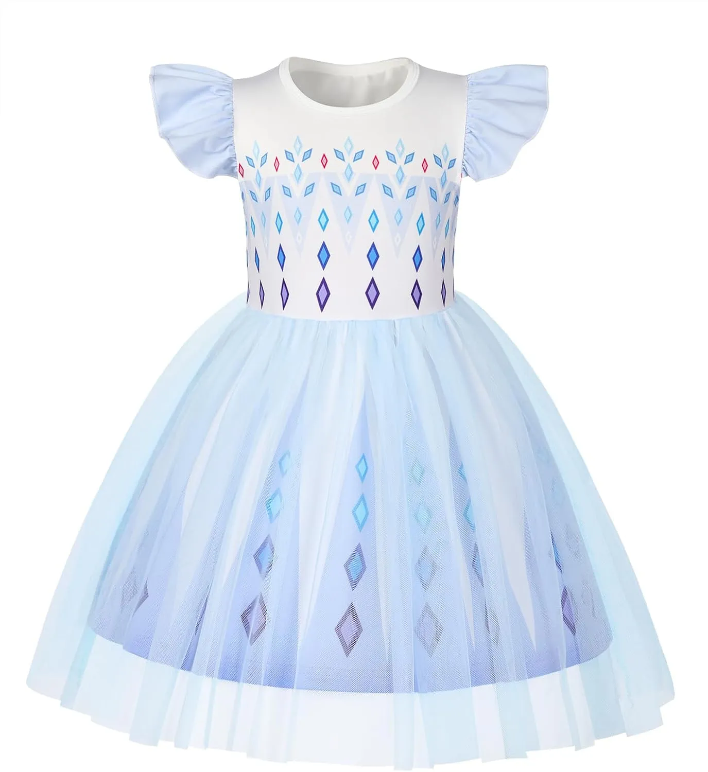 HenzWorld Princess Costume for Girls Halloween Dress up Birthday Gifts Party Flutter Sleeve Tulle Dresses Cosplay Outfits