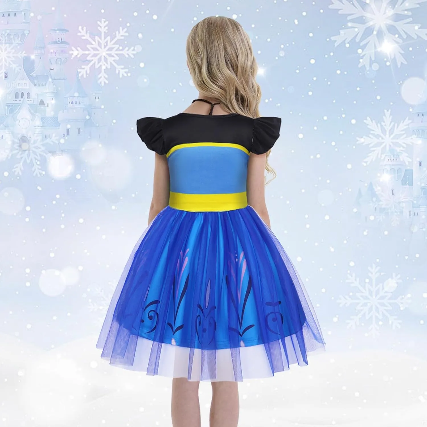 HenzWorld Princess Costume for Girls Halloween Dress up Birthday Gifts Party Flutter Sleeve Tulle Dresses Cosplay Outfits