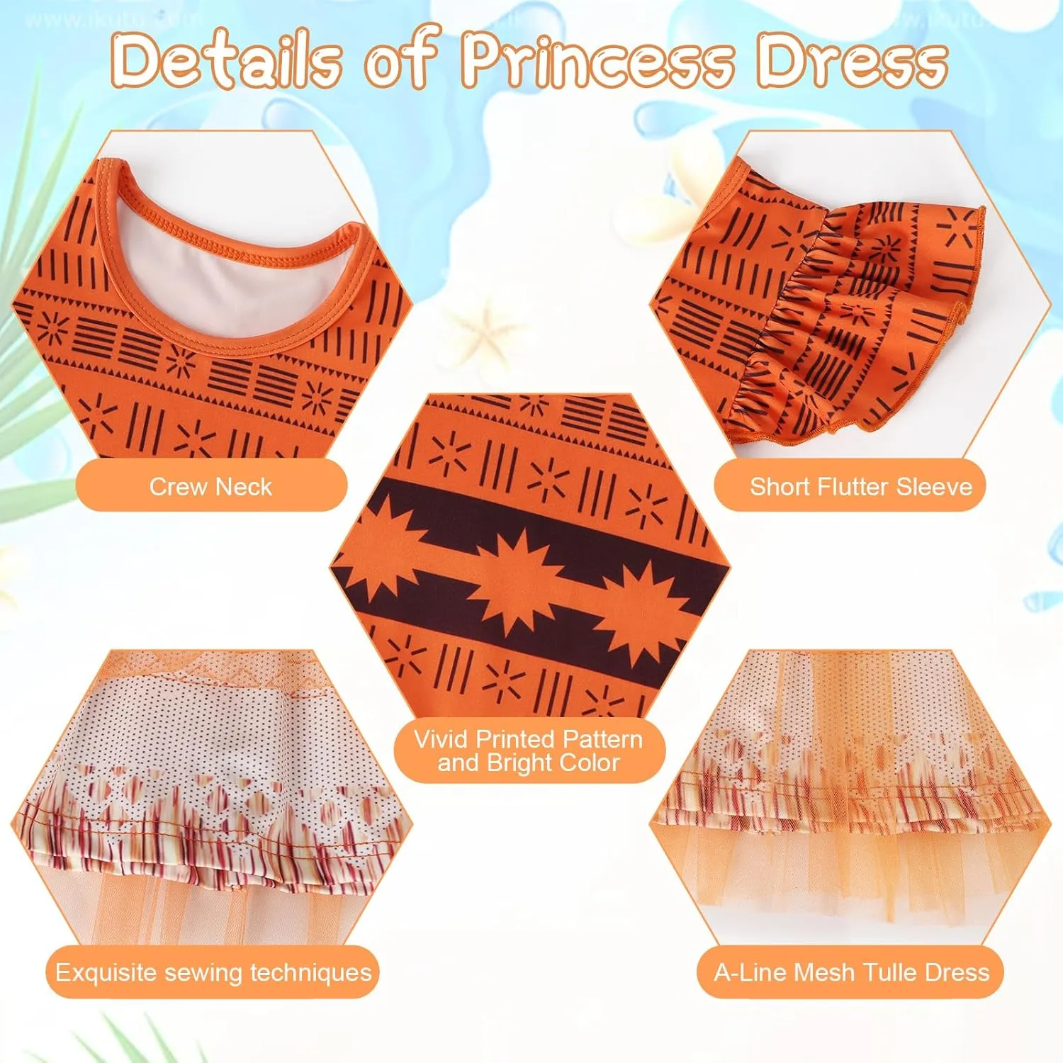HenzWorld Princess Costume for Girls Halloween Dress up Birthday Gifts Party Flutter Sleeve Tulle Dresses Cosplay Outfits