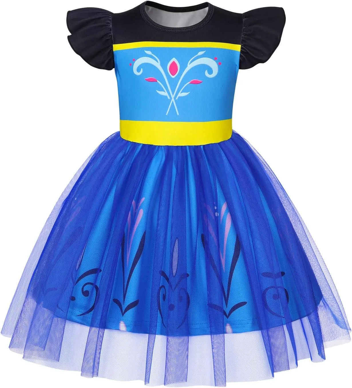 HenzWorld Princess Costume for Girls Halloween Dress up Birthday Gifts Party Flutter Sleeve Tulle Dresses Cosplay Outfits