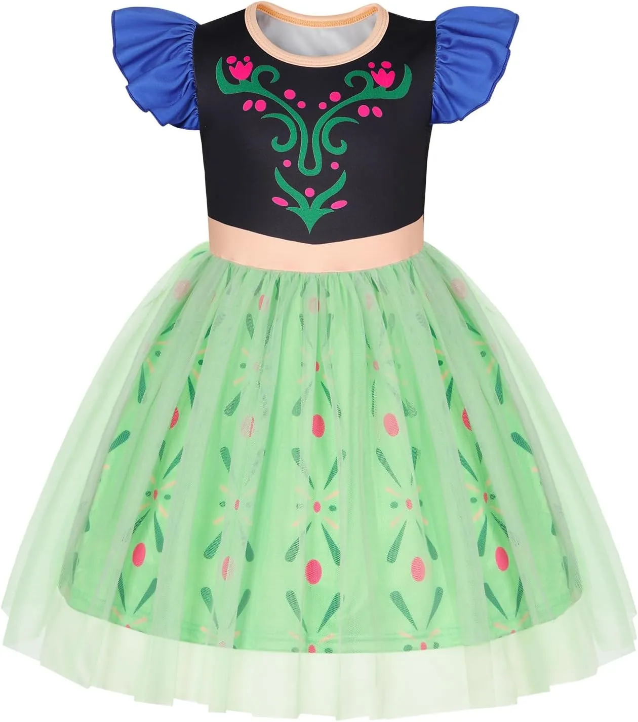 HenzWorld Princess Costume for Girls Halloween Dress up Birthday Gifts Party Flutter Sleeve Tulle Dresses Cosplay Outfits