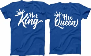 Her King or His Queen Couples Matching Love T-Shirts