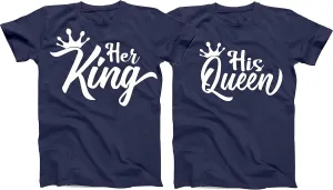 Her King or His Queen Couples Matching Love T-Shirts