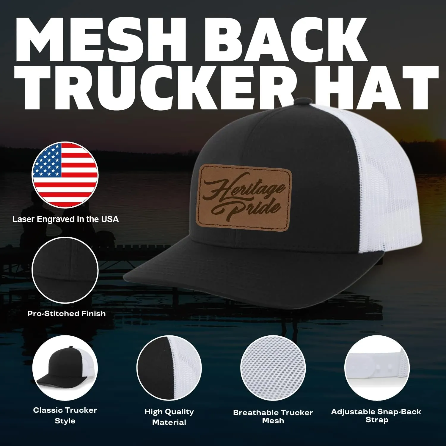 Heritage Pride Duck Hunting Outdoors Duck Embroidered Mens Embroidered Mesh Back Trucker Hat