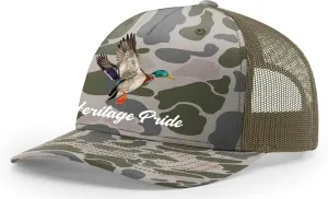 Heritage Pride Duck Hunting Outdoors Duck Embroidered Mens Embroidered Mesh Back Trucker Hat