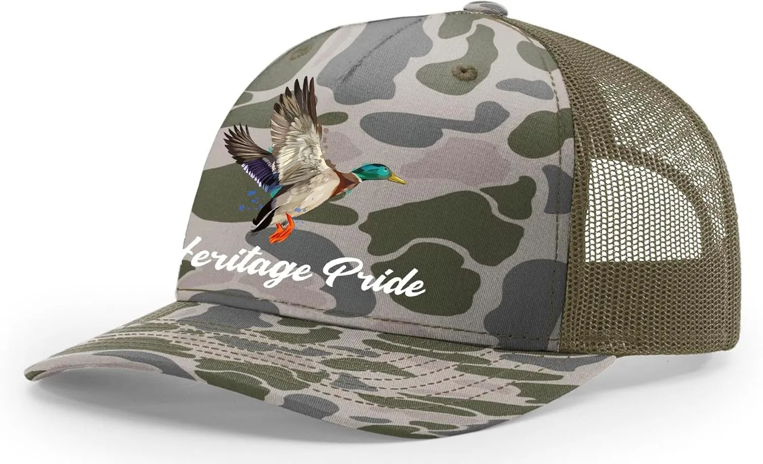 Heritage Pride Duck Hunting Outdoors Duck Embroidered Mens Embroidered Mesh Back Trucker Hat