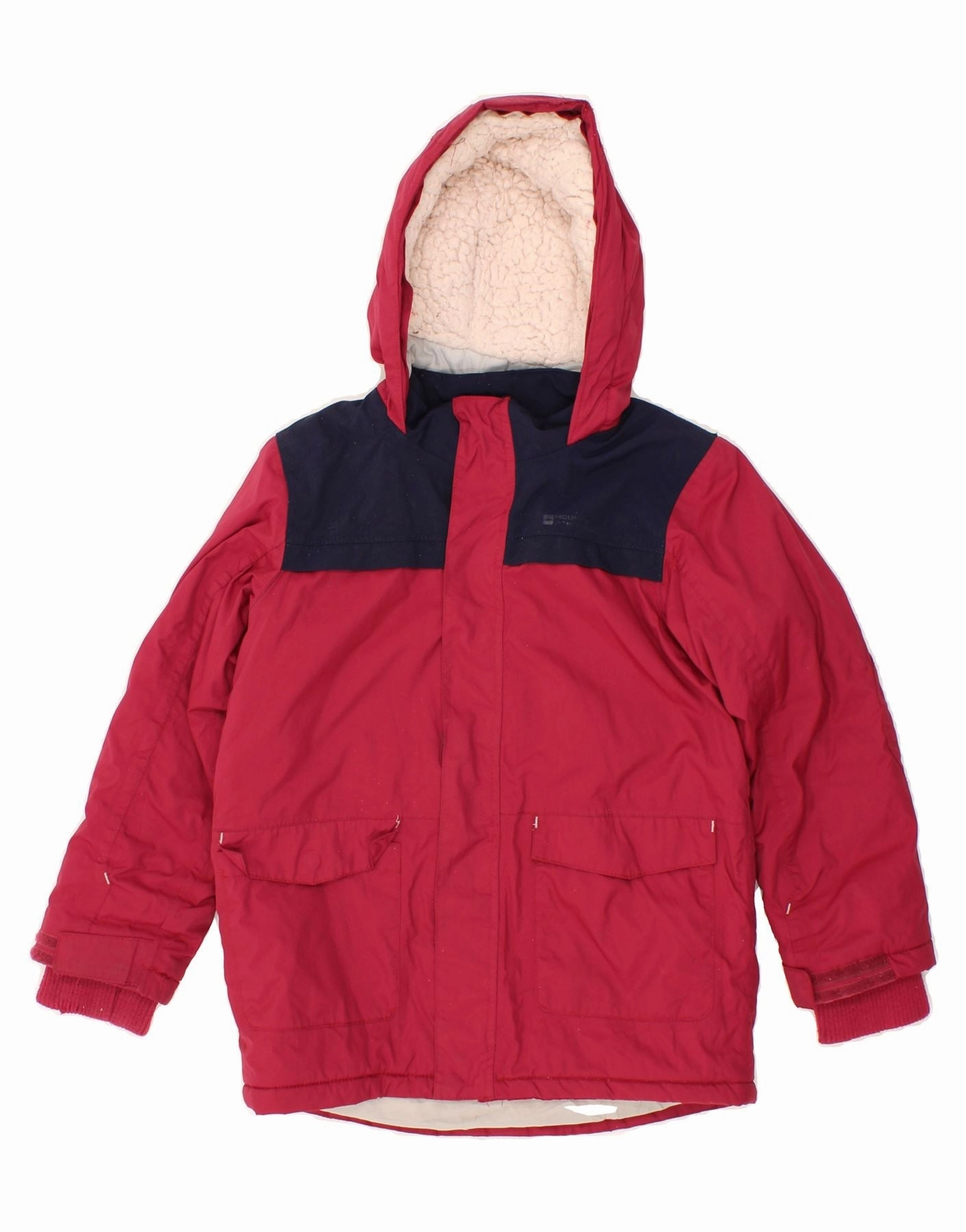 MOUNTAIN WAREHOUSE Boys Hooded Rain Jacket 9-10 Years Pink Colourblock weekend