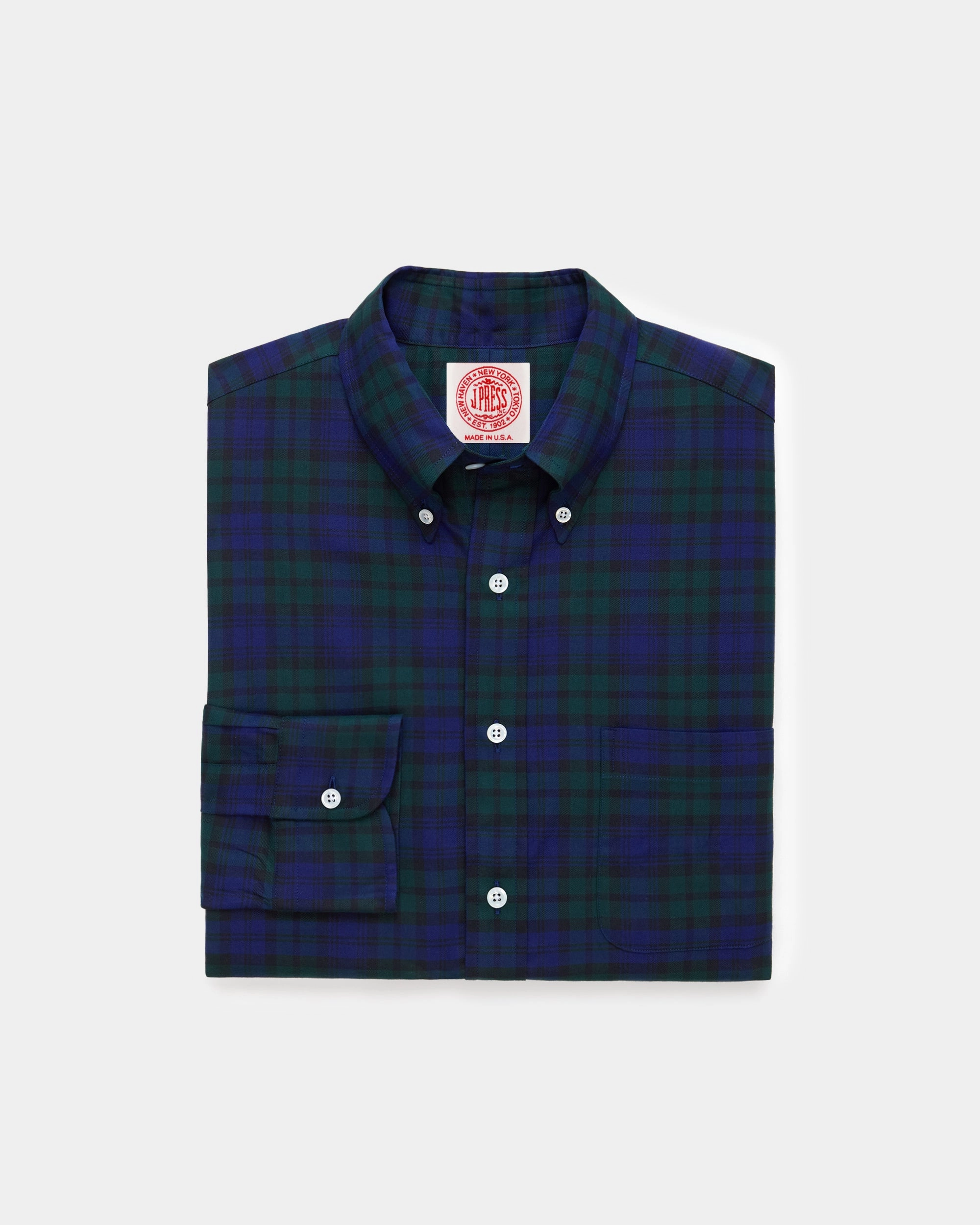 Graduation Ceremony Made-in-USA Blackwatch Tartan Flannel Sport Shirt - Classic Fit
