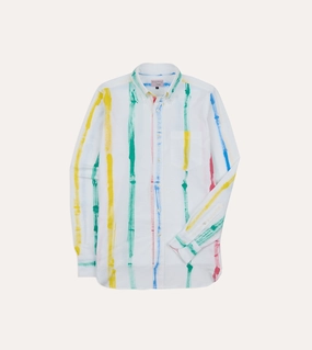 Michael McGregor for Drake??s Hand-Painted Stripe Cotton Oxford Cloth Button-Down Shirt Compact Fold Design