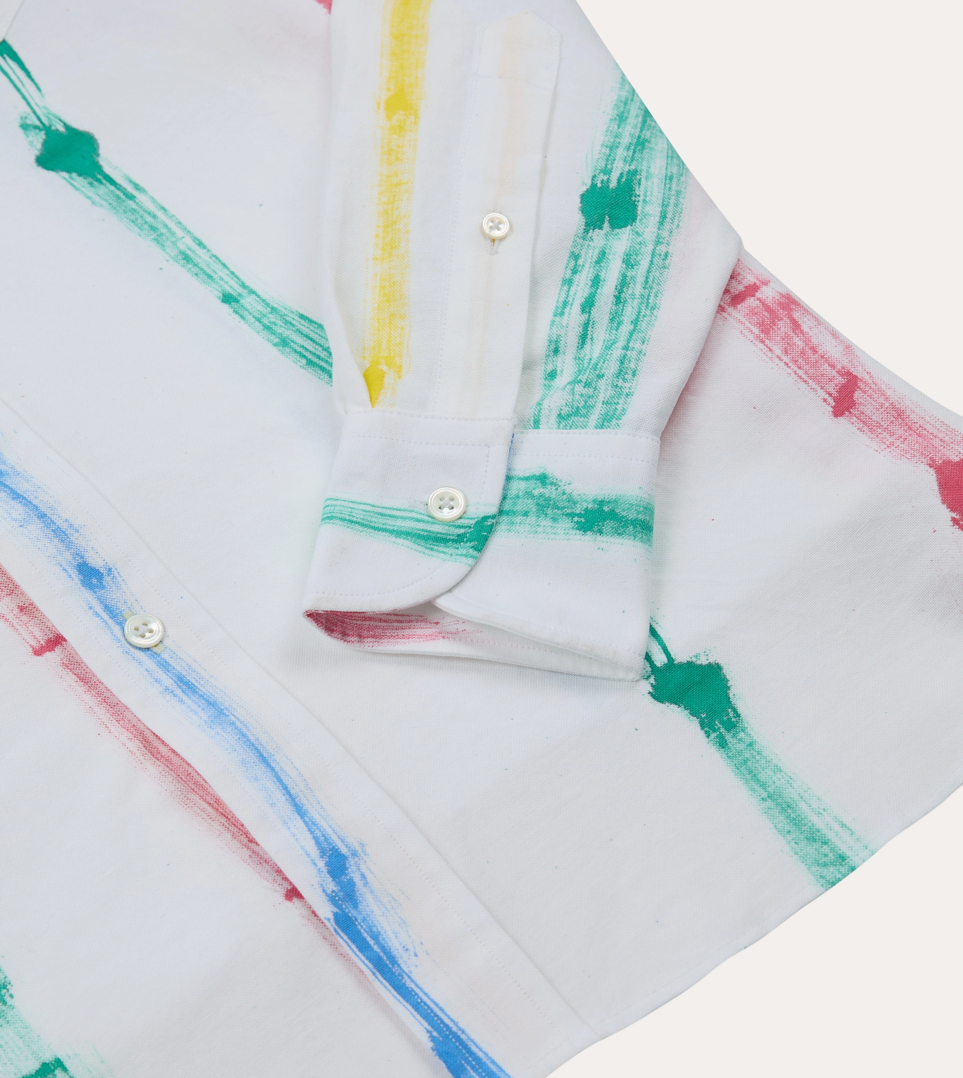 Michael McGregor for Drake??s Hand-Painted Stripe Cotton Oxford Cloth Button-Down Shirt Modern Fit