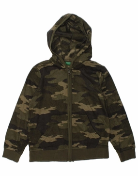 Neutral Comfort Warm and Cozy BENETTON Boys Hooded Fleece Jacket 6-7 Years Khaki Camouflage Polyester