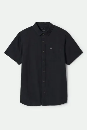 Charter Organic Cotton Linen Blend S/S Shirt - Washed Black Ventilated Back Bold Hue