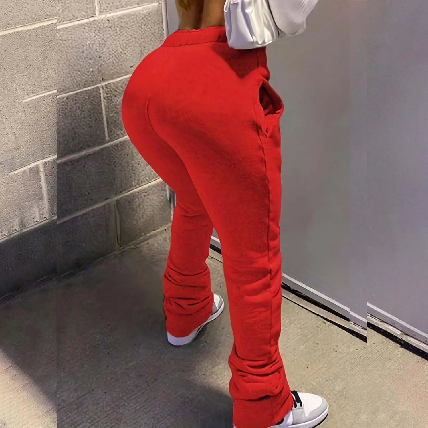 High Waisted Baggy Sweatpants Loose Slim Waist Straight Pants Women's Casual Jeans Sweatpants Wide Leg Car