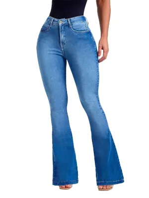High Waisted Bell Bottom Jeans for Women Raw Hem Flare Jeans Retro Bootcut Jeans Stretch Wide Leg Denim Pants (Large,Light Blue)