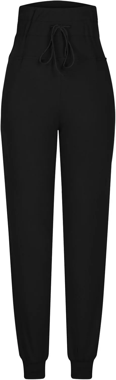 High Waisted Drawstring Pants Women Casual Soft Comfortable Pants for Travel Sports Solid Color Sweatpants Women